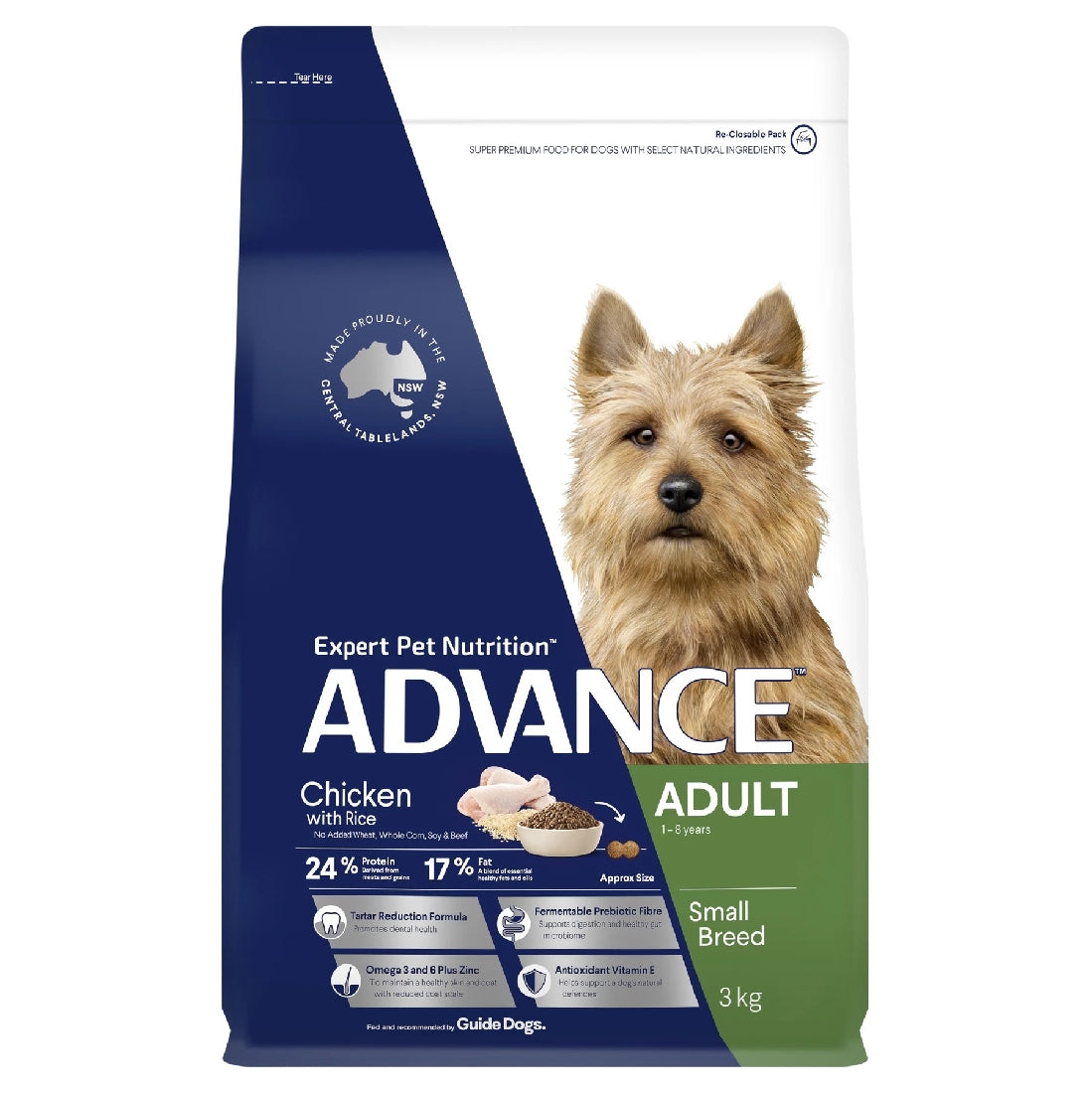Advance Dog Adult Chicken & Rice Small Breed 3kg-Dog Food-Ascot Saddlery