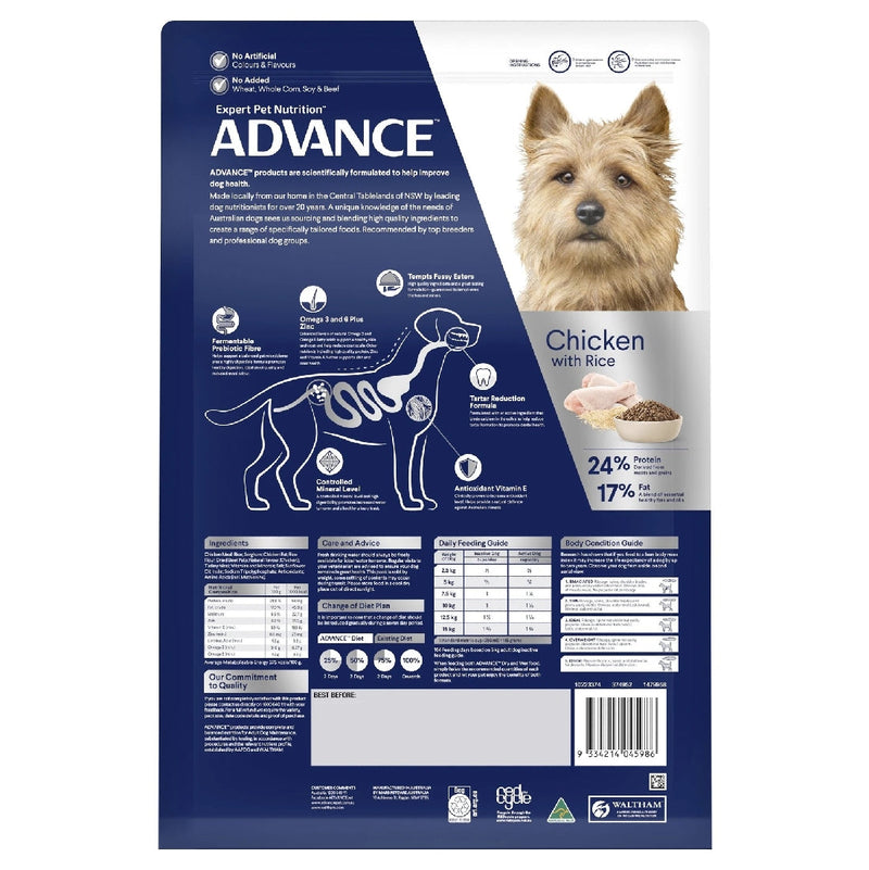 Advance Dog Adult Chicken & Rice Small Breed 8kg-Dog Food-Ascot Saddlery