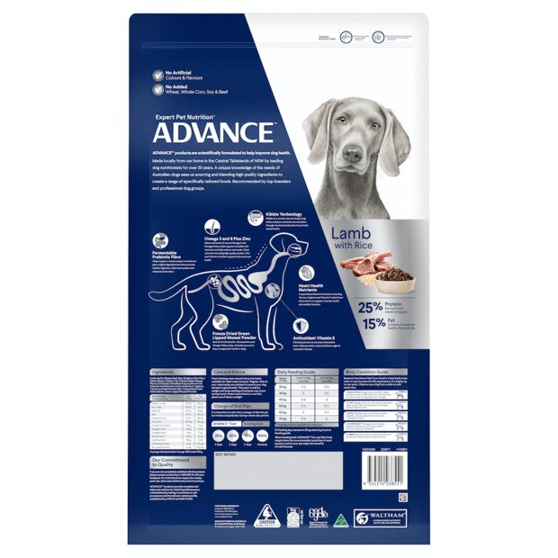 Advance Dog Adult Lamb & Rice Large Breed 15kg-Dog Food-Ascot Saddlery