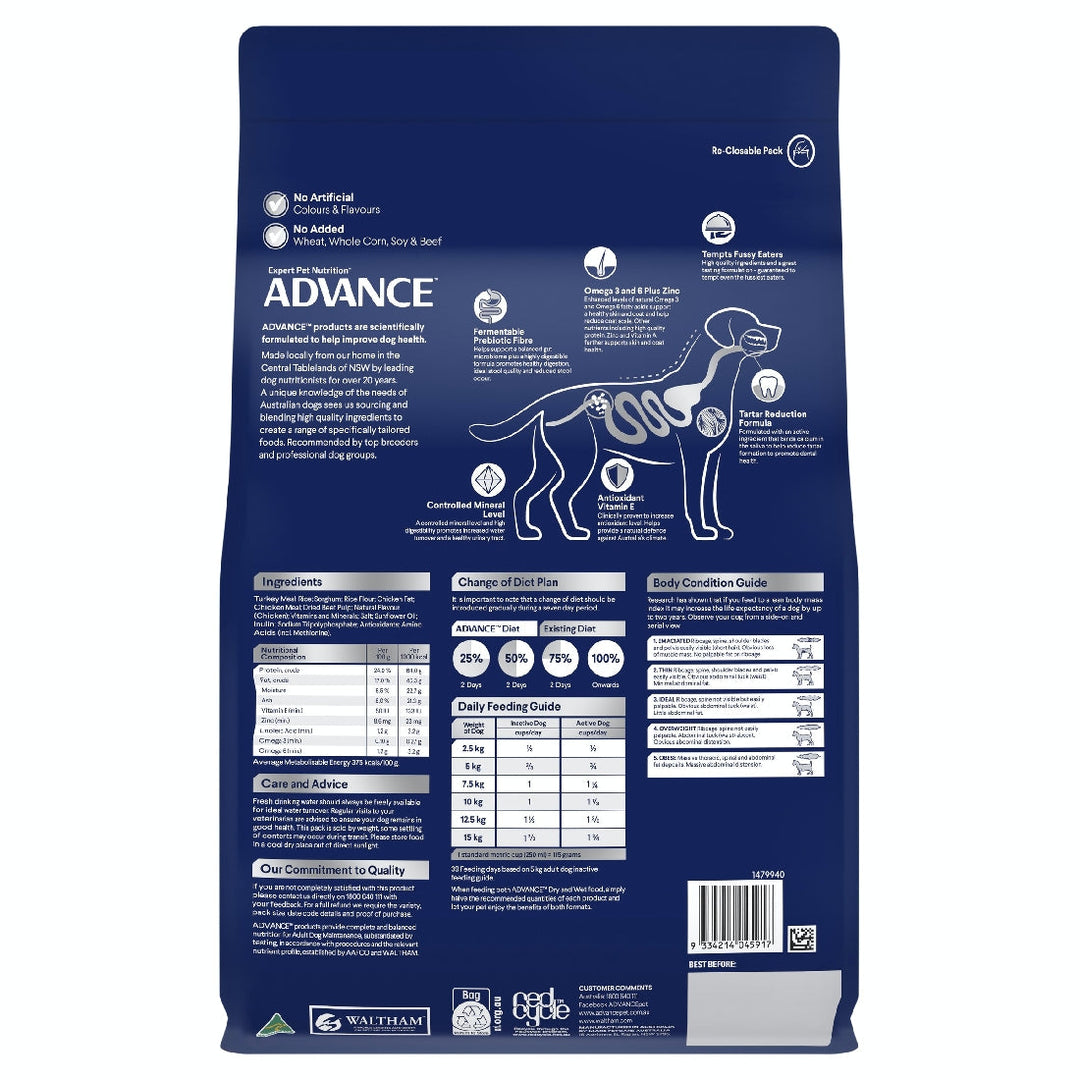 Advance Dog Adult Turkey Toy & Small Breed 3kg-Dog Food-Ascot Saddlery