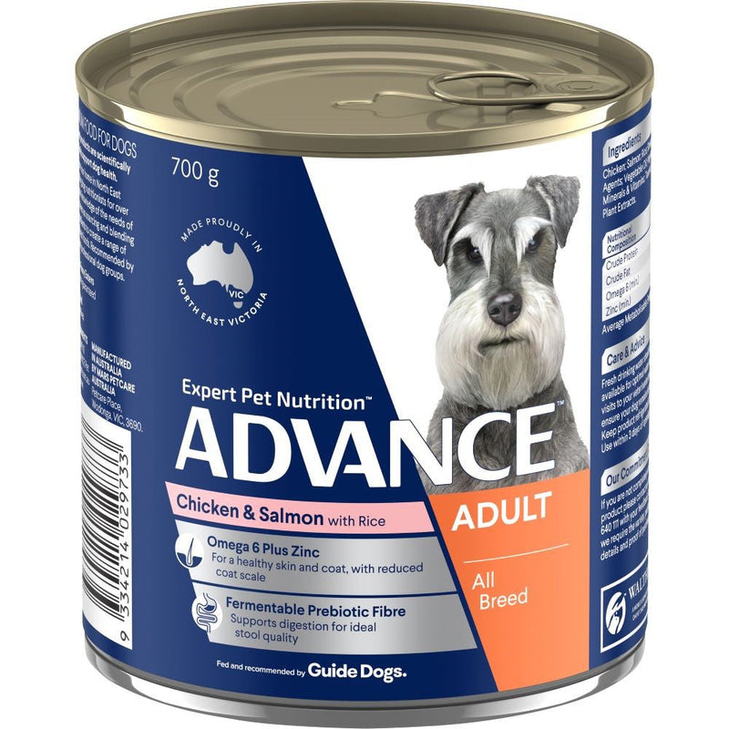 Advance Dog Can Adult Chicken Salmon 700gm-Dog Food-Ascot Saddlery