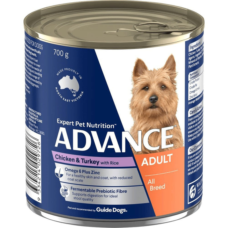 Advance Dog Can Adult Chicken Turkey & Rice 700gm-Dog Food-Ascot Saddlery