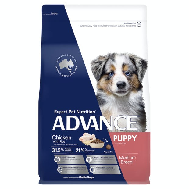 Advance Dog Puppy Chicken Medium Breed 15kg-Dog Food-Ascot Saddlery