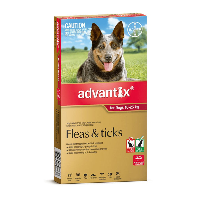 Advantix Dog 10kg-25kg Large Red 3 Pack-Dog Wormer & Flea-Ascot Saddlery