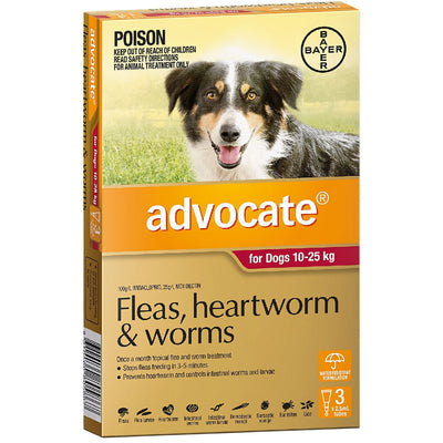 Advocate Dog 10kg-25kg Large 3 Pack-Dog Wormer & Flea-Ascot Saddlery