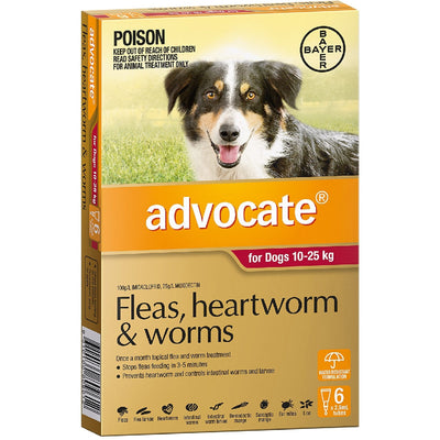 Advocate Dog 10kg-25kg Large 6 Pack-Dog Wormer & Flea-Ascot Saddlery