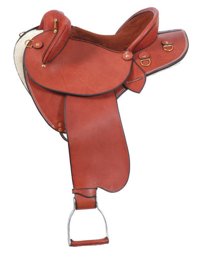 Ammo Leather Half Breed Saddle Chestnut-SADDLES: Stock & Western Saddles-Ascot Saddlery