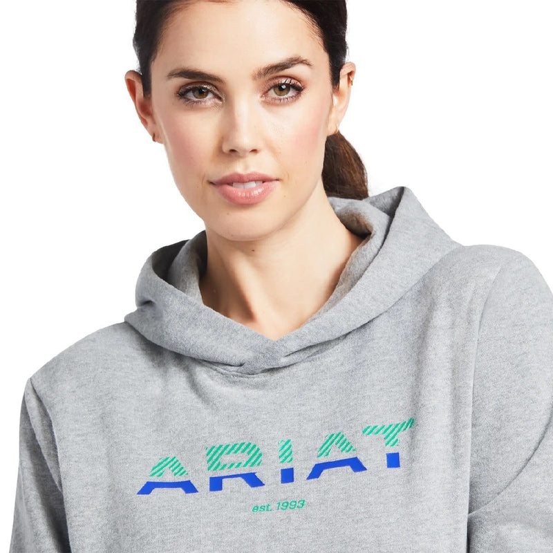 Ariat Hoodie 3d Logo 2.0 Heather Grey Sp22 Ladies-CLOTHING: Clothing Ladies-Ascot Saddlery