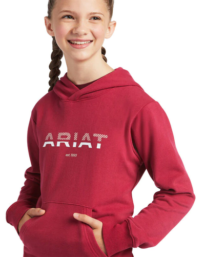 Ariat Hoodie 3d Logo 2.0 Red Bud Sp22 Childs-CLOTHING: Clothing Childs-Ascot Saddlery