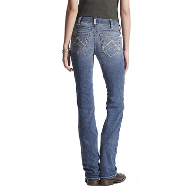 Ariat Jeans Real Straight Ladies Icon Rainstorm-CLOTHING: Jeans-Ascot Saddlery