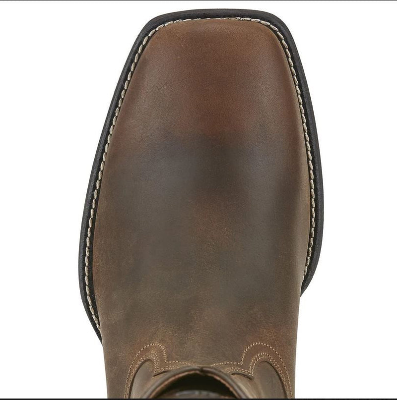 Ariat Roper Boots Heritage Wide Square Toe Brown Mens-FOOTWEAR: Western & Roper Boots-Ascot Saddlery
