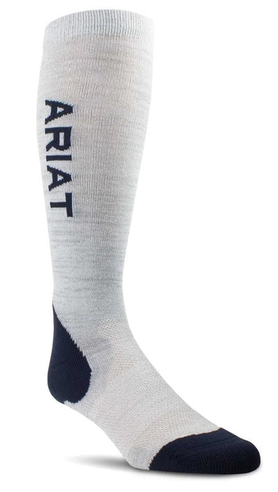 Ariat Socks Ariattek Performance Uni Heather Grey & Navy-CLOTHING: Socks-Ascot Saddlery