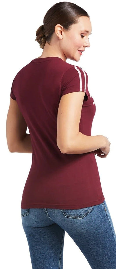 Ariat Tee Shirt Logo Lane Zinfandel Sp22 Ladies-CLOTHING: Clothing Ladies-Ascot Saddlery