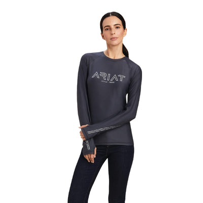 Ariat Tee Shirt Lumina Long Sleeve Ebony W23 Ladies-CLOTHING: Clothing Ladies-Ascot Saddlery