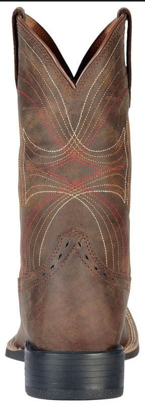 Ariat Western Boots Sport Wide Square Toe Distressed Brown Mens-FOOTWEAR: Western & Roper Boots-Ascot Saddlery