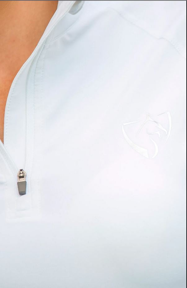 Bare Equestrian Technical Riding Shirt Lightweight White-CLOTHING: Clothing Ladies-Ascot Saddlery