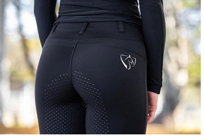 Bare Equestrian Thermo Fit Winter Performance Riding Tights Black-CLOTHING: Jodhpurs & Breeches Ladies-Ascot Saddlery