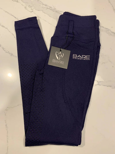 Bare Equestrian Thermo Fit Winter Performance Riding Tights Navy-CLOTHING: Jodhpurs & Breeches Ladies-Ascot Saddlery