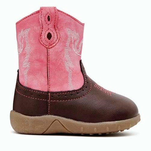 Baxter Western Boots Childrens Light Pink & Brown Baby-FOOTWEAR: Western & Roper Boots-Ascot Saddlery