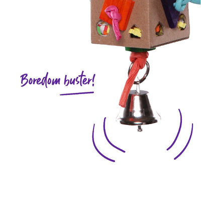 Bird Toy Cardboard Activity Box With Bell-Bird Toys-Ascot Saddlery