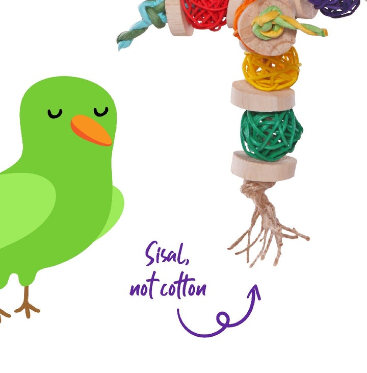 Bird Toy Colourful Wicker Balls With Decoration-Bird Toys-Ascot Saddlery