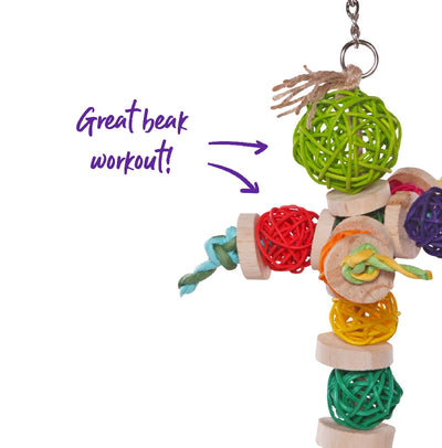 Bird Toy Colourful Wicker Balls With Decoration-Bird Toys-Ascot Saddlery