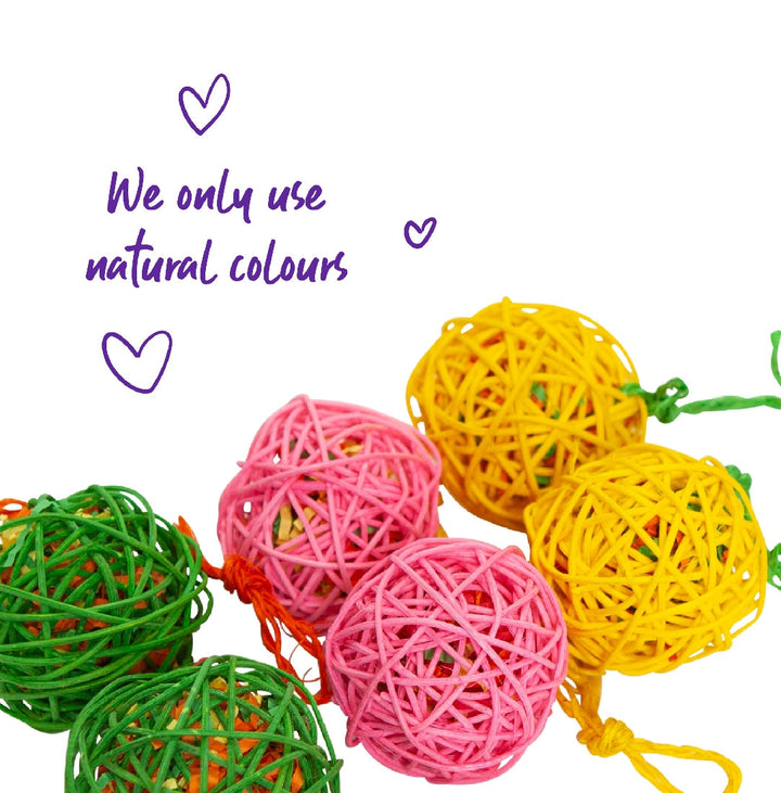 Bird Toy Kazoo Colour Wicker Ball Crinkle & Sisal Large-Bird Toys-Ascot Saddlery