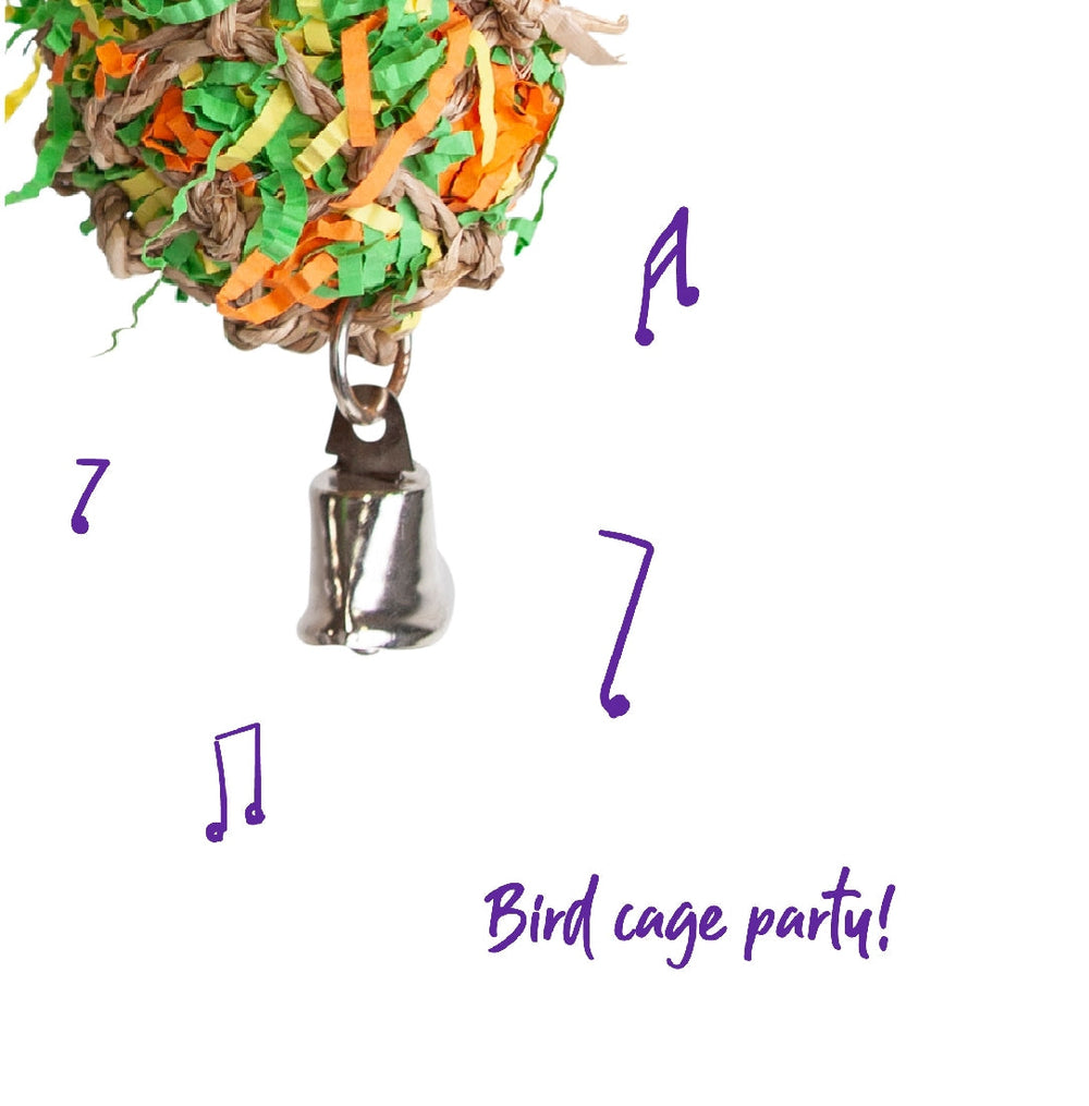 Bird Toy Kazoo Crinkle Ball & Bell-Bird Toys-Ascot Saddlery