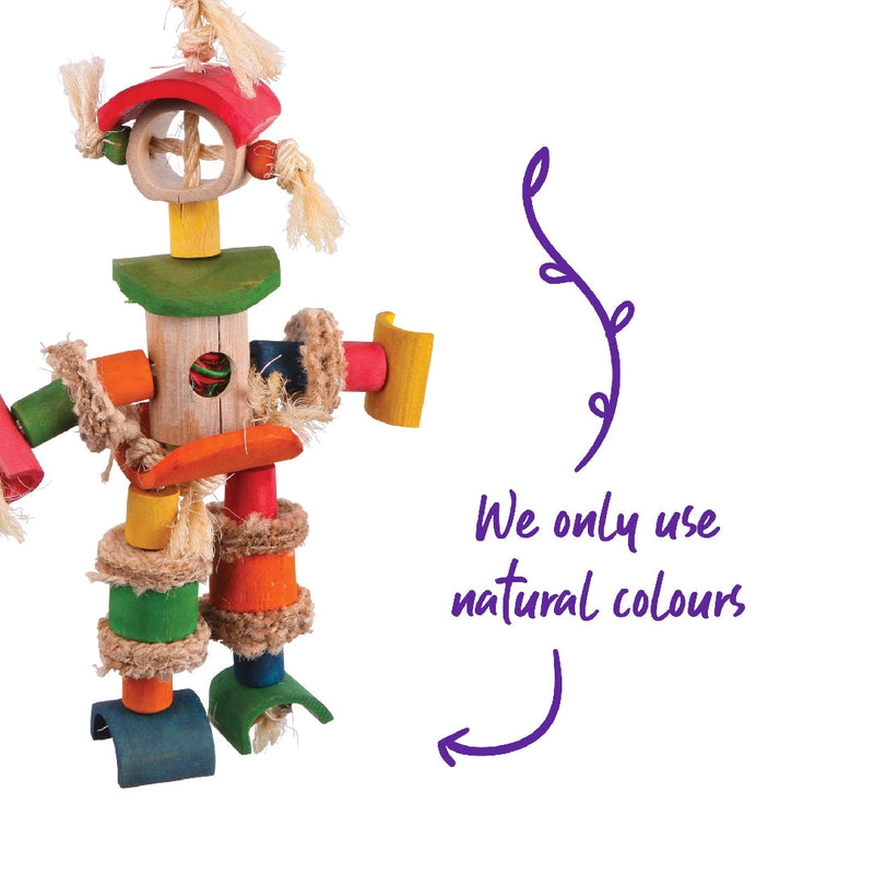 Bird Toy Man With Sisal Rope & Chips Medium-Bird Toys-Ascot Saddlery
