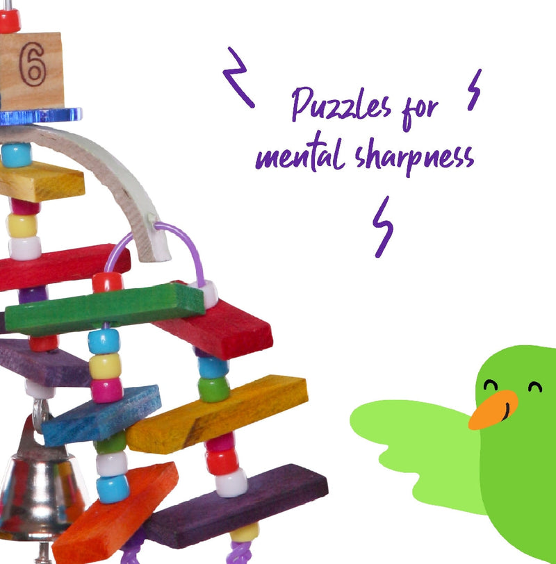 Bird Toy Natural Wooden Rainbow Small-Bird Toys-Ascot Saddlery