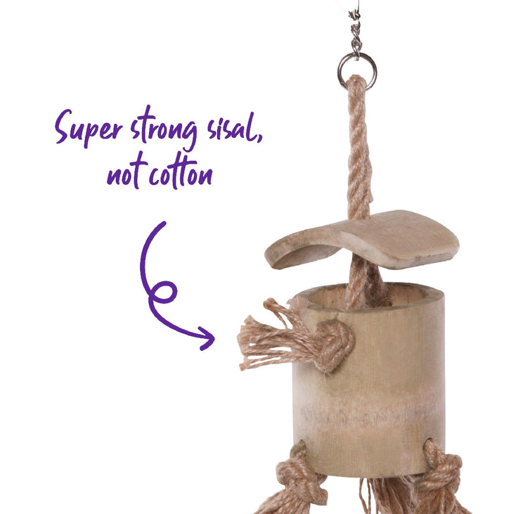 Bird Toy Natural Wooden Well With Rope Medium-Bird Toys-Ascot Saddlery