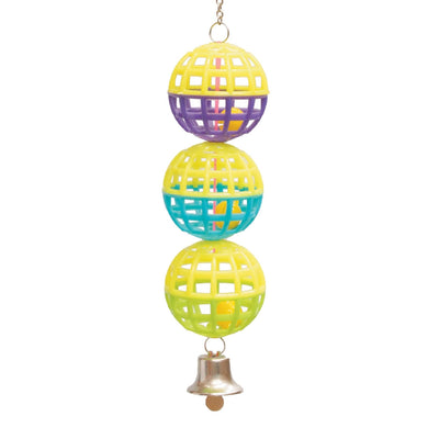 Bird Toy Triple Cage Ball With Bell-Bird Toys-Ascot Saddlery