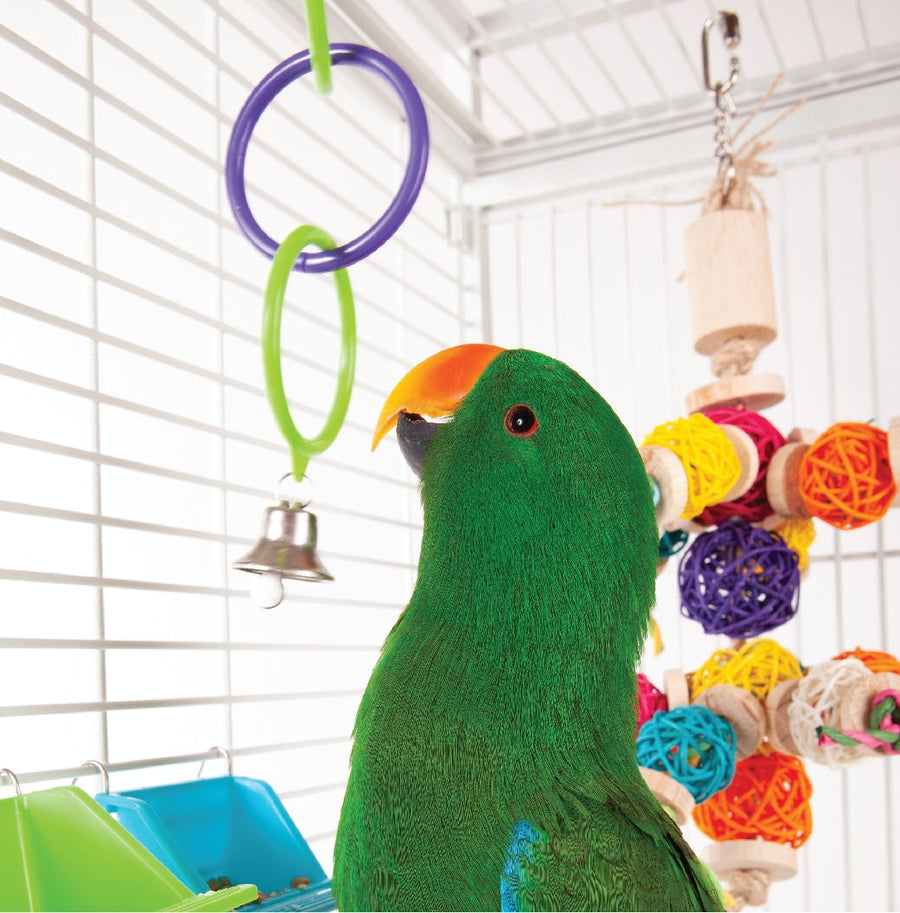 Bird Toy Triple Cage Ring With Bell-Bird Toys-Ascot Saddlery