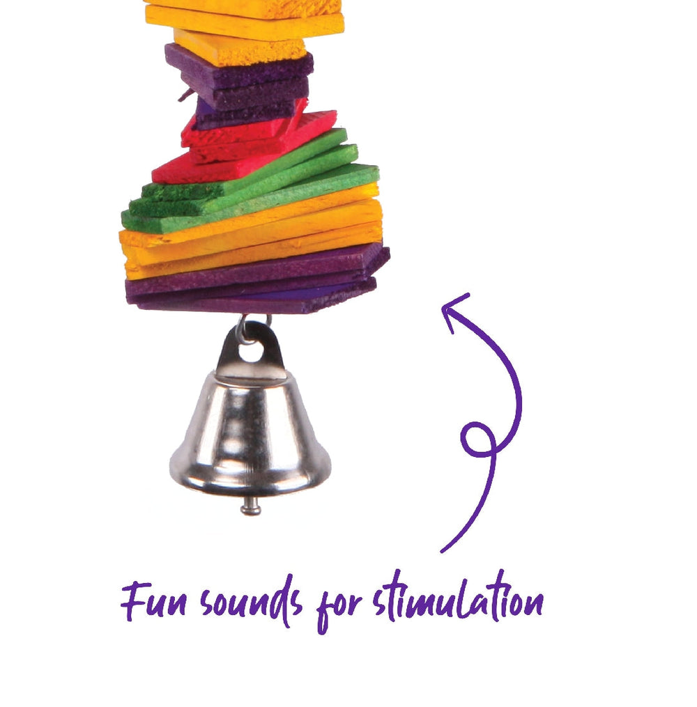 Bird Toy With Rectangular Chips & Bell Small-Bird Toys-Ascot Saddlery