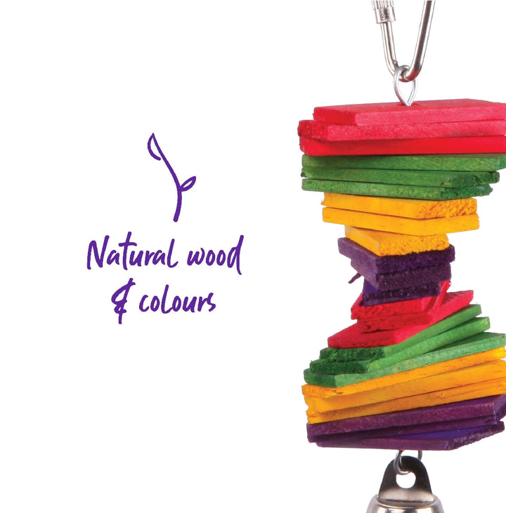Bird Toy With Rectangular Chips & Bell Small-Bird Toys-Ascot Saddlery