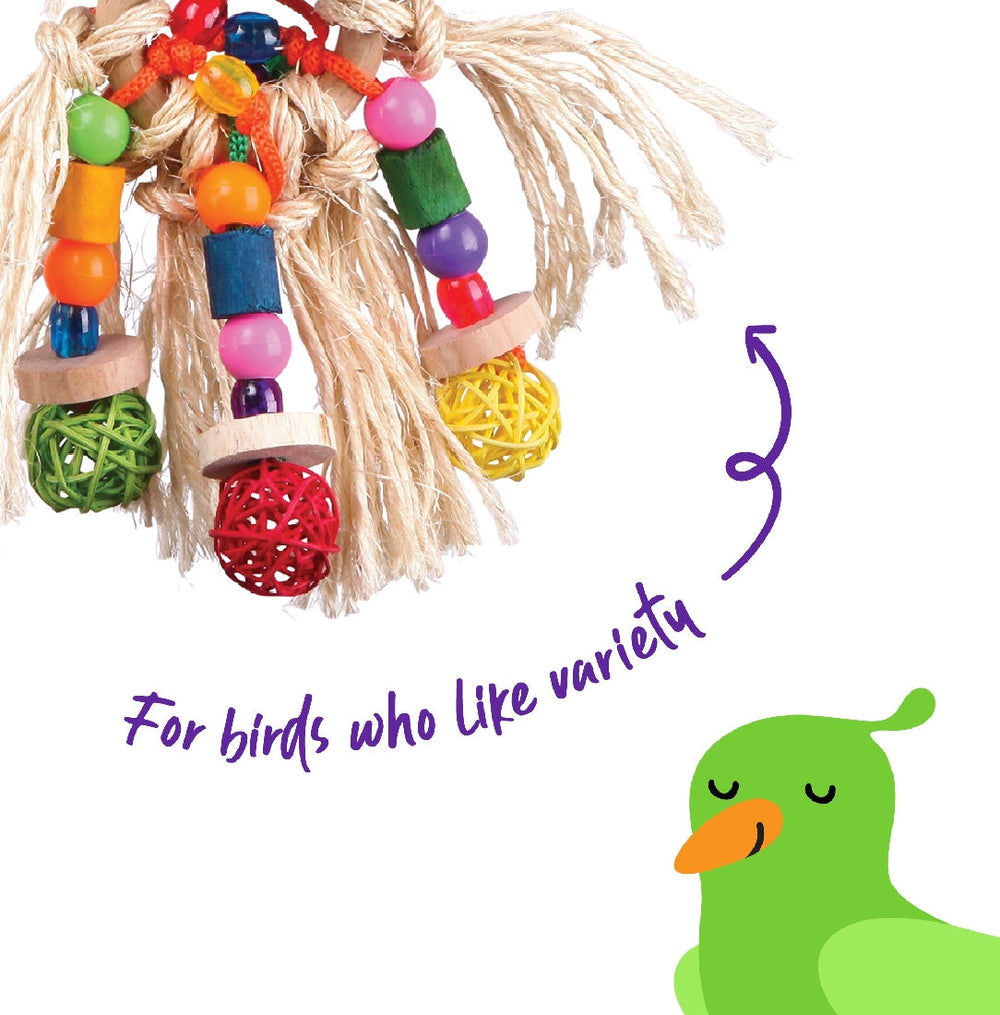 Bird Toy With Sisal & Balls Large-Bird Toys-Ascot Saddlery