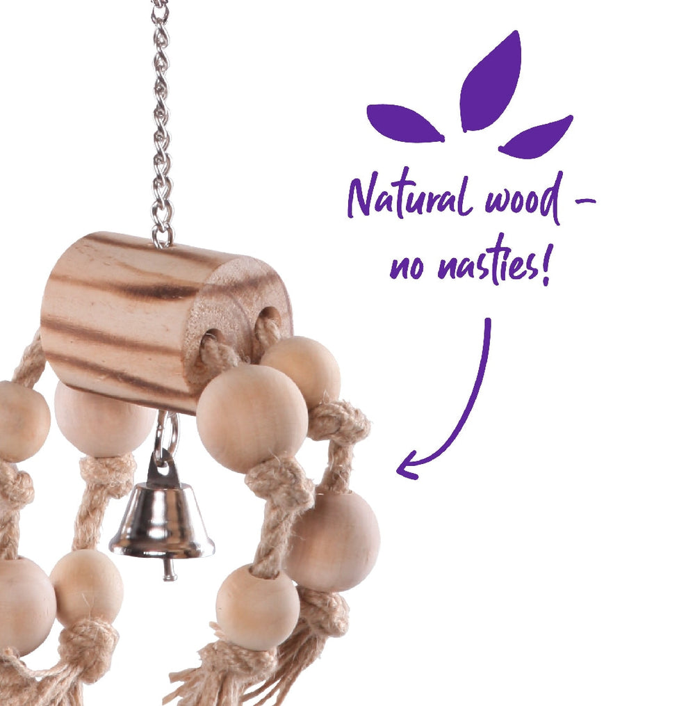 Bird Toy Wooden Trunk With Rope & Beads Medium-Bird Toys-Ascot Saddlery