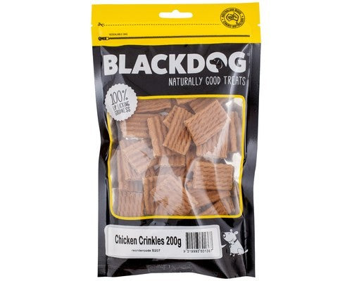 Blackdog Chicken Crinkles 200gm-Dog Treats-Ascot Saddlery