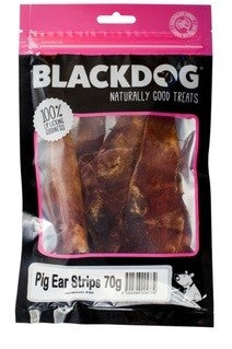 Blackdog Pigs Ear Strips 70gm-Dog Treats-Ascot Saddlery