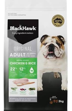 Blackhawk Dog Adult Chicken & Rice 3kg-Dog Food-Ascot Saddlery