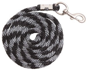 Braided Soft Polypropylene Two Tone Lead 2.5mt Black & Silver-HORSE: Leads & Snap Hooks-Ascot Saddlery