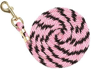 Braided Soft Polypropylene Two Tone Lead 2.5mt Pink & Black-HORSE: Leads & Snap Hooks-Ascot Saddlery