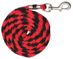 Braided Soft Polypropylene Two Tone Lead 2.5mt Red & Black-HORSE: Leads & Snap Hooks-Ascot Saddlery