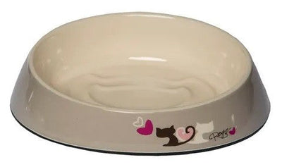 Cat Bowl Fishcake Grey Heart Tails-Cat Accessories-Ascot Saddlery