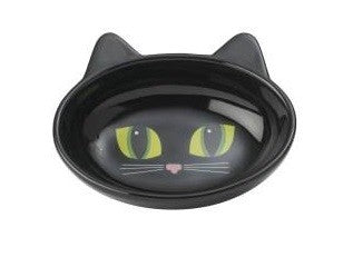 Cat Bowl Frisky Kitty Oval Black-Cat Accessories-Ascot Saddlery