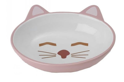 Cat Bowl Here Kitty Oval Face Pink-Cat Accessories-Ascot Saddlery