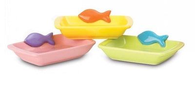 Cat Bowl Teeny Tiny Fish Saucer Assorted Colours-Cat Accessories-Ascot Saddlery