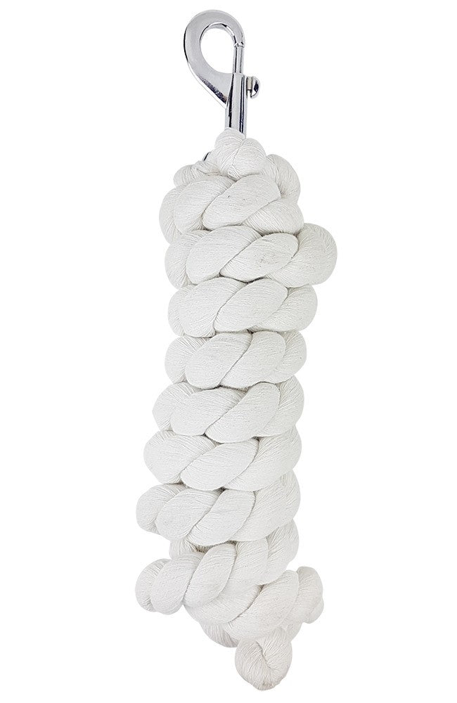 Cotton Rope Lead 1.9mt White-HORSE: Leads & Snap Hooks-Ascot Saddlery