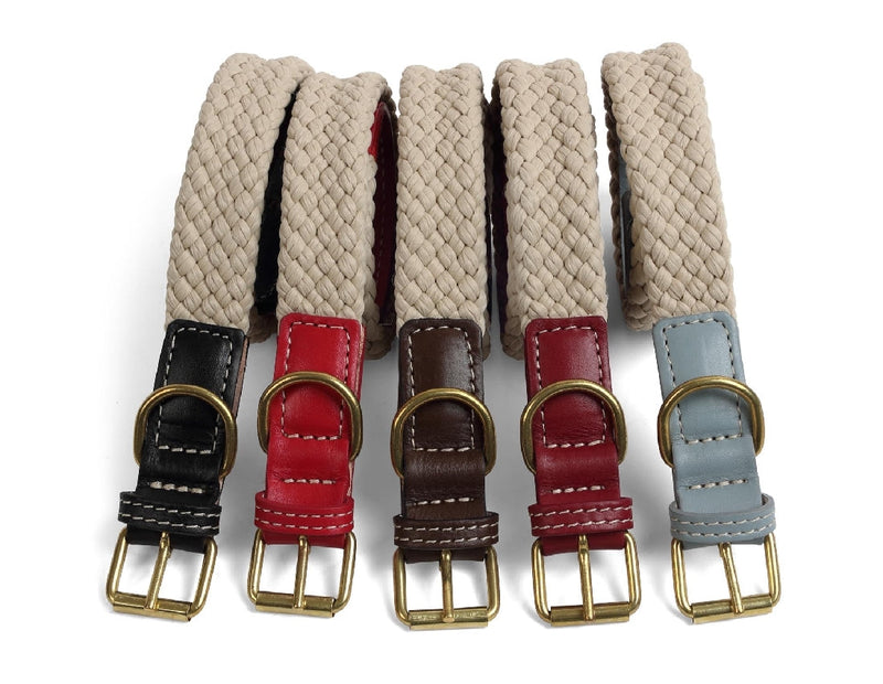 Da Vinci Giovanna Flat Rope Collar Grey-Dog Collars & Leads-Ascot Saddlery