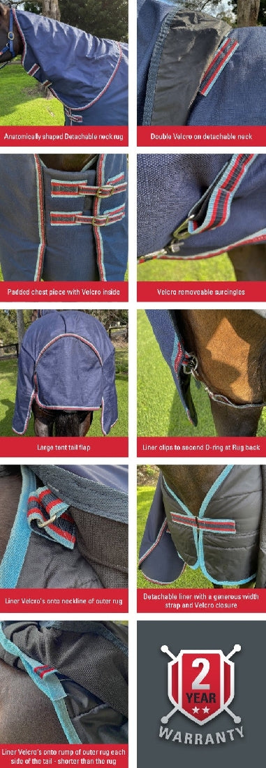 Defender X Combo With 100gm Liner-RUGS: Winter Rugs, Neck Rugs & Hoods-Ascot Saddlery
